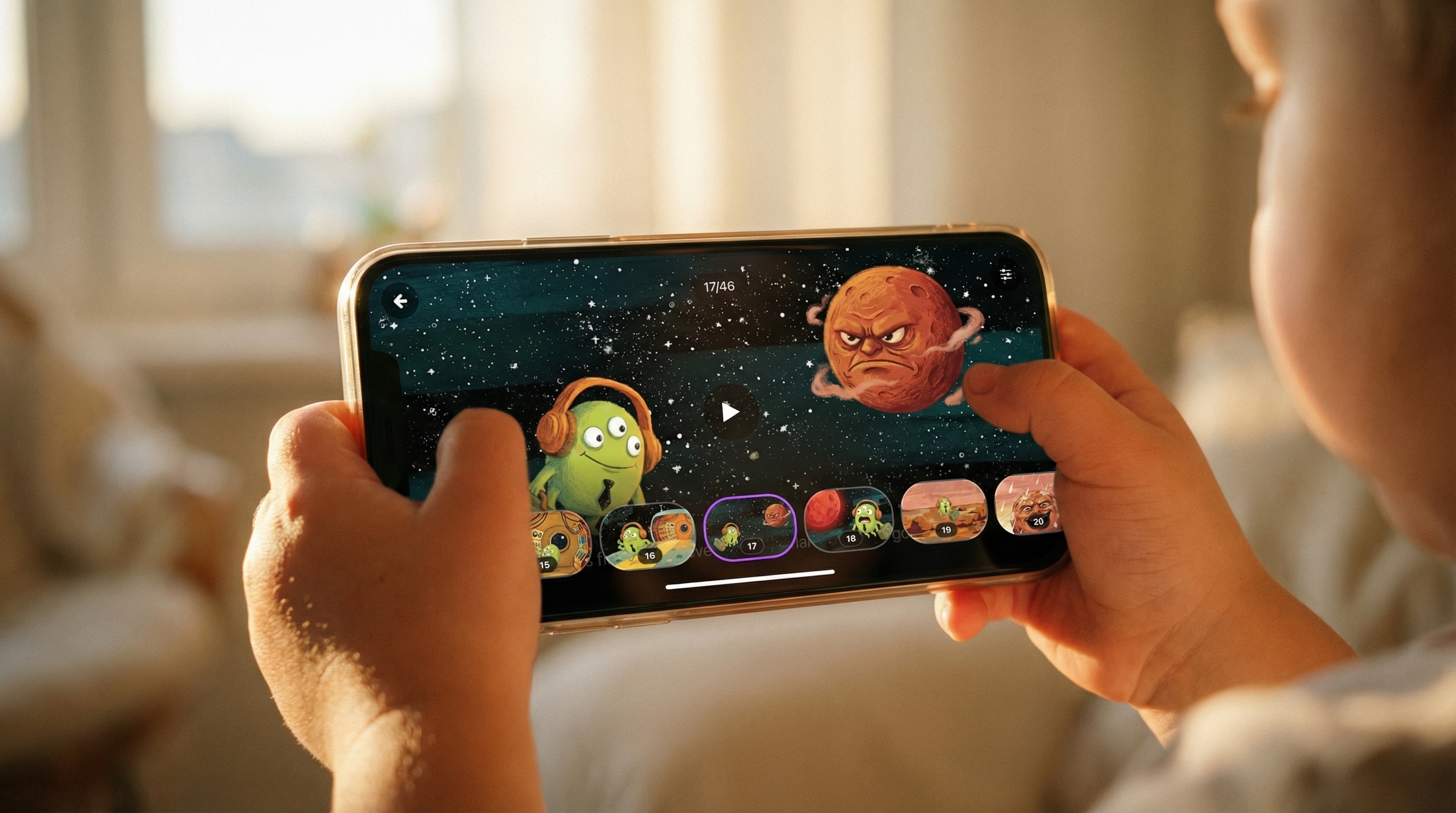 Colorful illustrated Figments story scene